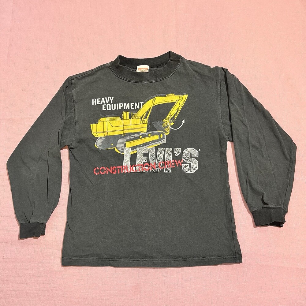 Vintage Levi’s Shirt Boys 6 Heavy Construction 70s 80s Crew Long Sleeve Cat Levi